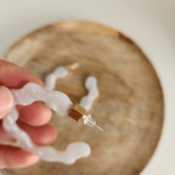 Bundle and Save- New White Acrylic and Gold Hoop Earrings. Minimalist Jewelry. - Picture 7 of 7